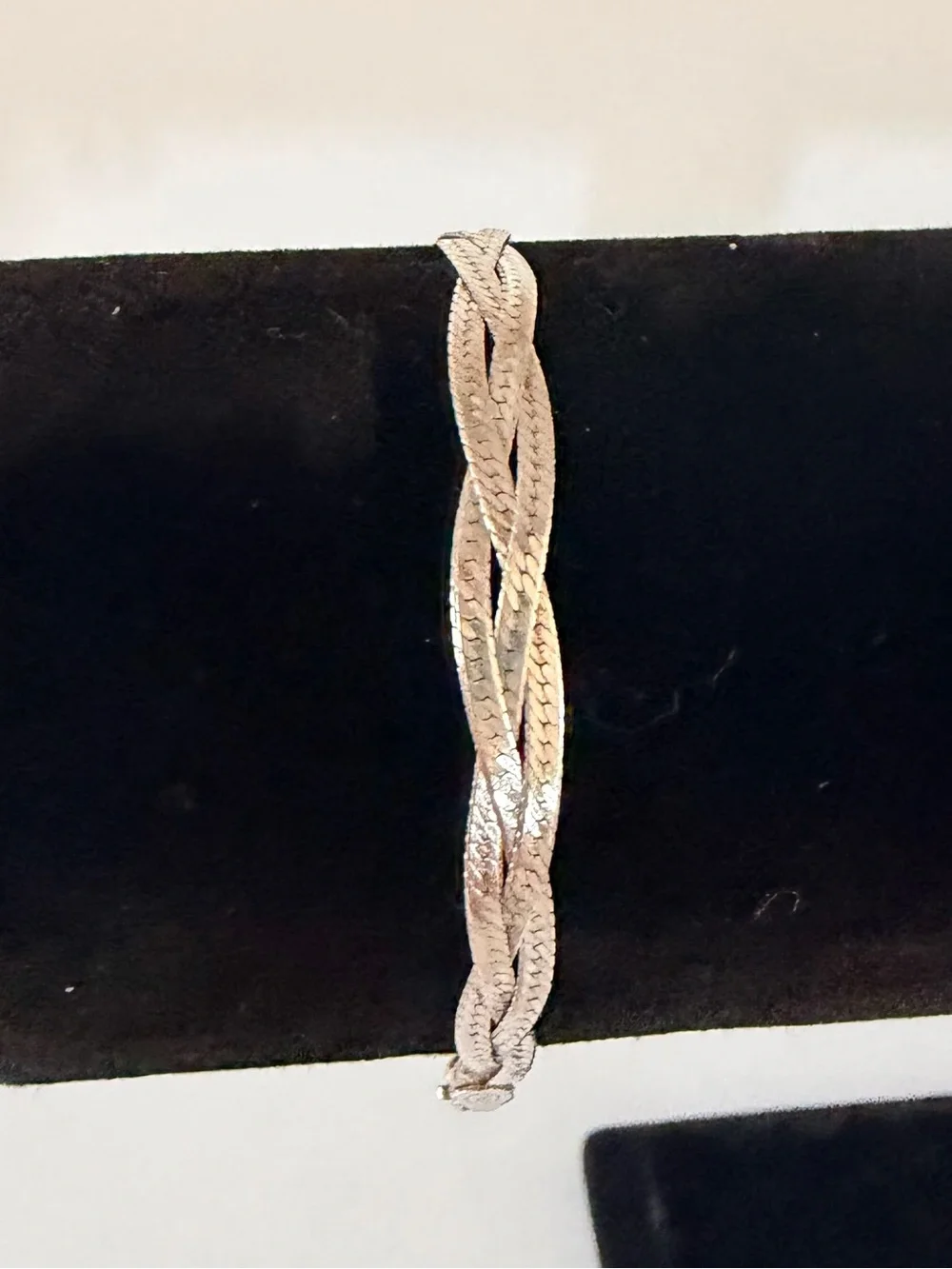 Vintage 925 Sterling Silver Braided Herringbone Rope Chain Bracelet, 7